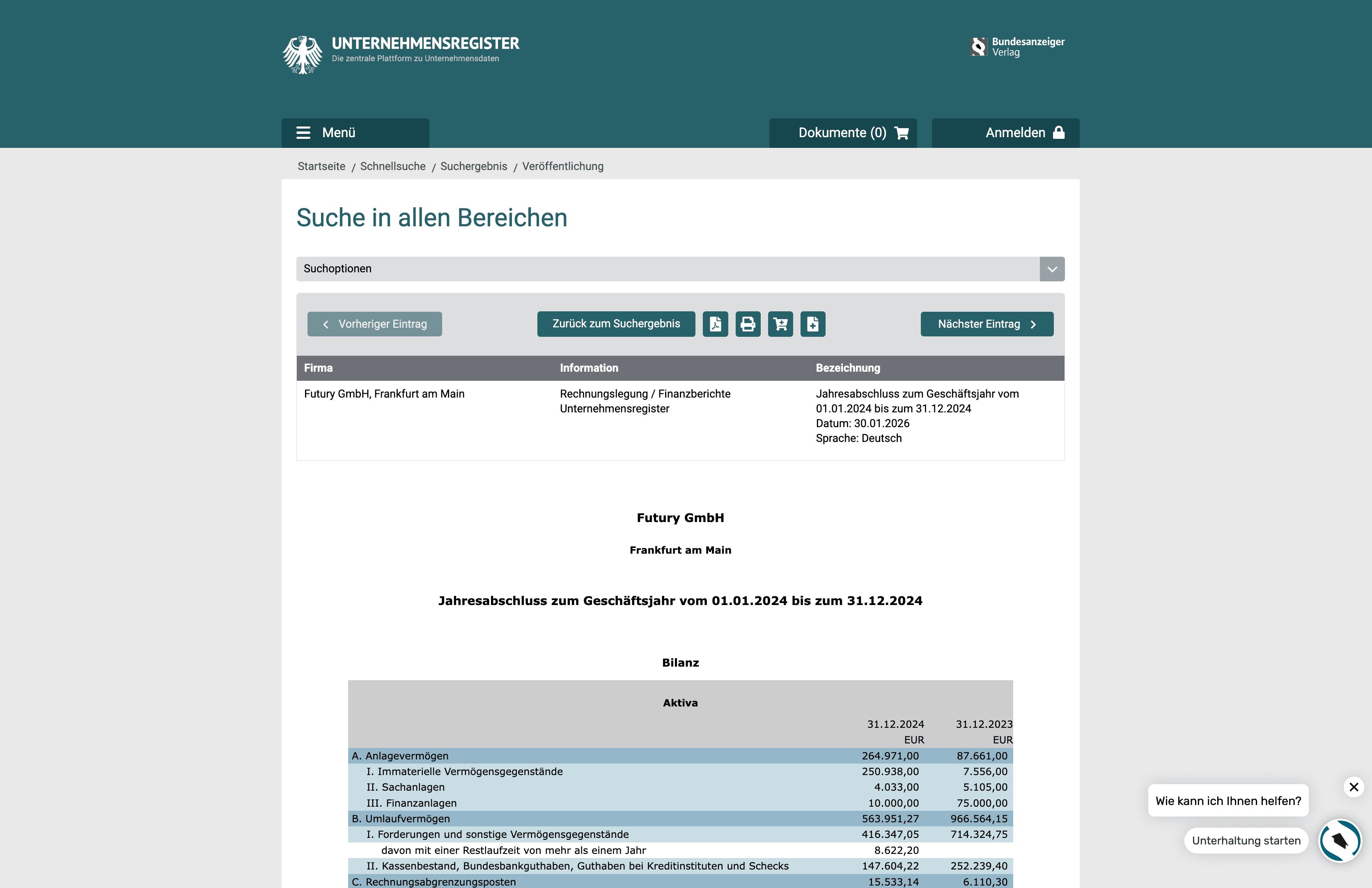 Einreichen step